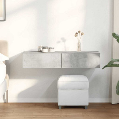 B&Q -  Wall Shelf With Drawers Concrete Grey 100X36X19 Cm Engineered Wood