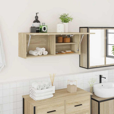 B&Q -  Bathroom Wall Cabinet Sonoma Oak 80X25X30 Cm Engineered Wood