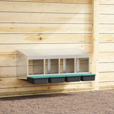 Vidaxl Chicken Nesting Box Compartments Wall-Mounted Galvanised Steel Size 4