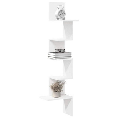 (White) Vidaxl Wall Corner Shelf Wall Rack Wall-Mounted Storage Shelf Engineered Wood 8721158666307 - Image 3
