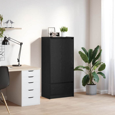 Vidaxl Cabinet With Drawer Black Oak 55.5X34X119.5 Cm Engineered Wood from B&Q