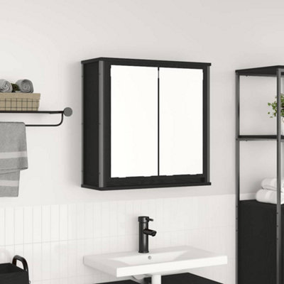 B&Q -  Bathroom Wall Cabinet With Mirror Black Oak 60X21X60 Cm