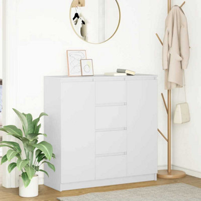 B&Q -  Sideboard With Drawers White 100.5X35X98.5 Cm Engineered Wood