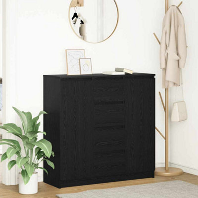 Vidaxl Sideboard With Drawers Black Oak 100.5X35X98.5 Cm Engineered Wood from B&Q