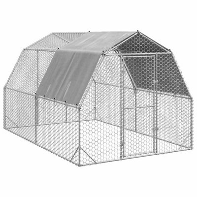 Vidaxl Chicken Run With Roof 2.5X4x2.25 Galvanised Steel Large