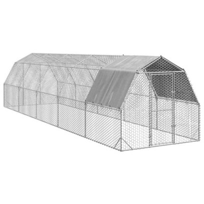 Vidaxl Chicken Run With Roof 2.5X10x2.25 Galvanised Steel Large