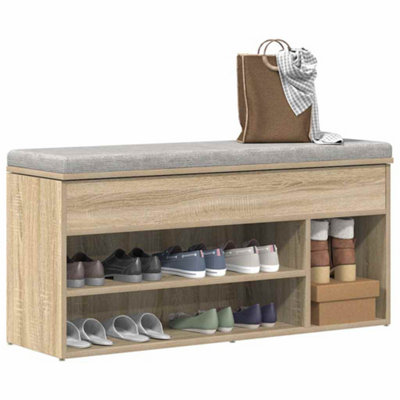 Vidaxl Shoe Bench Sonoma Oak 102X30.5x45 Cm Engineered Wood