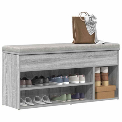 B&Q -  Shoe Bench Grey Sonoma 102X30.5X45 Cm Engineered Wood