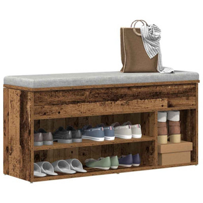 Vidaxl Shoe Bench Old Wood 102X30.5X45 Cm Engineered Wood