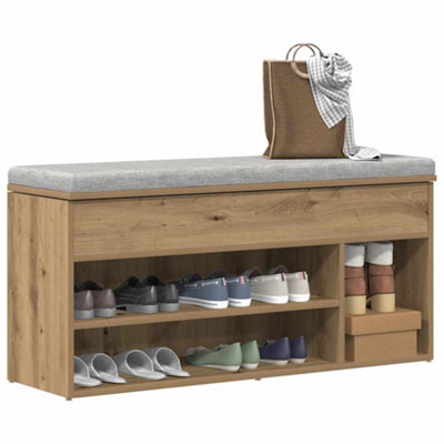 Vidaxl Shoe Bench Artisan Oak 102X30.5X45 Cm Engineered Wood from B&Q