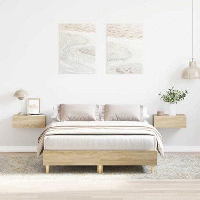 Vidaxl Bed Frame No Mattress Sonoma Oak 140X190 Cm Engineered Wood from B&Q