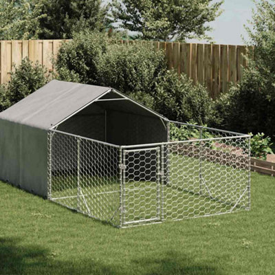 Vidaxl Outdoor Dog Kennel With Run 4X2X1.5 M Galvanised Steel