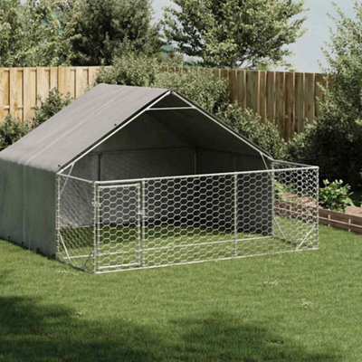Vidaxl Outdoor Dog Kennel With Run 3X3X1.9 M Galvanised Steel