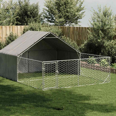 Vidaxl Outdoor Dog Kennel With Run 5X3X1.9 M Galvanised Steel