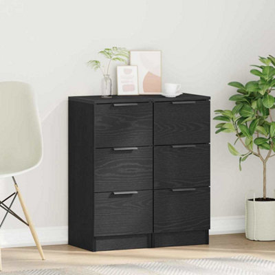 B&Q -  Sideboards 2 Pcs Black Oak 30 X 30 X 70 Cm Engineered Wood