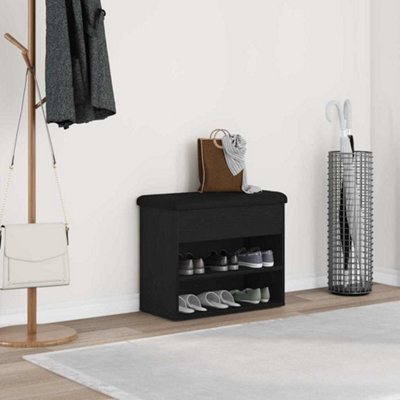B&Q -  Shoe Bench With Storage Black 60 X 30 X 48 Cm Engineered Wood