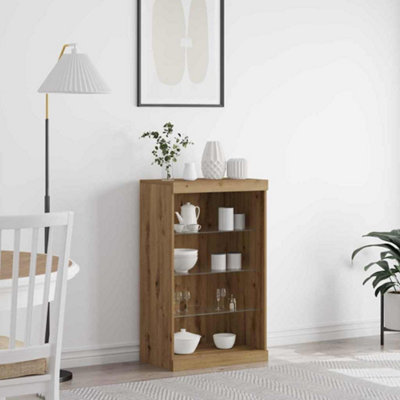 B&Q -  Led Sideboard Artisan Oak 60.5 X 37 X 100 Cm Engineered Wood