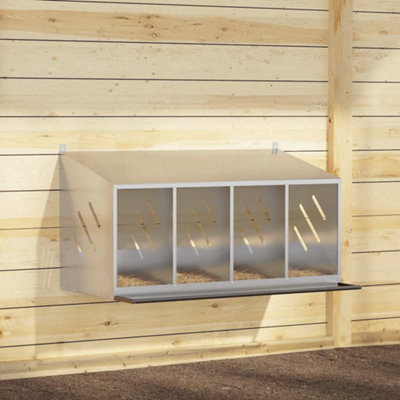 B&Q -  Chicken Nesting Box With 4 Compartments Galvanized Silver Metal