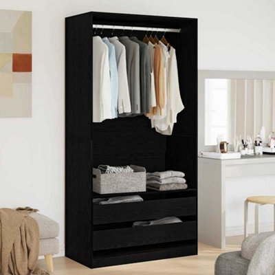 Vidaxl Wardrobe With Shelf Black Oak 100 X 50 X 200 Cm Engineered Wood from B&Q