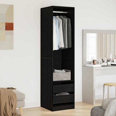 B&Q -  Wardrobe With Drawer Black Oak 50 X 50 X 200 Cm Engineered Wood