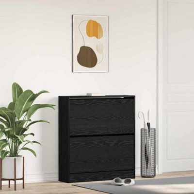 B&Q -  Shoe Cabinet Black Oak 80 X 21 X 87.5 Cm Engineered Wood