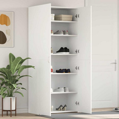 B&Q -  Shoe Cabinet With Door White 80 X 35.5 X 180 Cm Engineered Wood