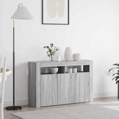 B&Q -  Sideboard Grey Sonoma 116 X 30 X 75 Cm Engineered Wood