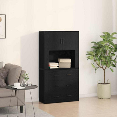Vidaxl Highboard Black Oak 80 X 33 X 150 Cm Engineered Wood from B&Q