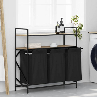 Vidaxl Laundry Basket 3 Compartments With Shelves Sonoma Oak from B&Q