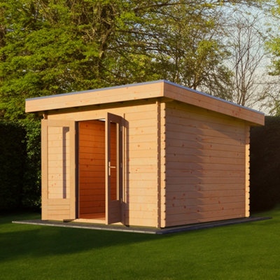 Lugarde Woodpro Premium Ascot Log Cabin - 3M X 3M - Double Glazed Pent Roof