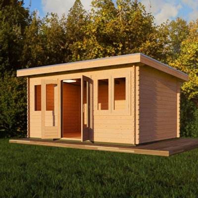 Lugarde Woodpro Premium Henley Log Cabin - 4.5M X 3M - Double Glazed Pent Roof-32382 