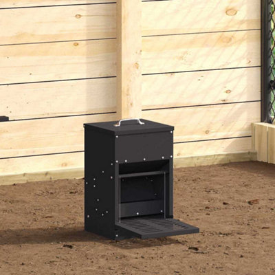 Walplus Black Chicken Treadle Feeder 25X42X40Cm Cold-Rolled Steel4Kg Capacity from B&Q
