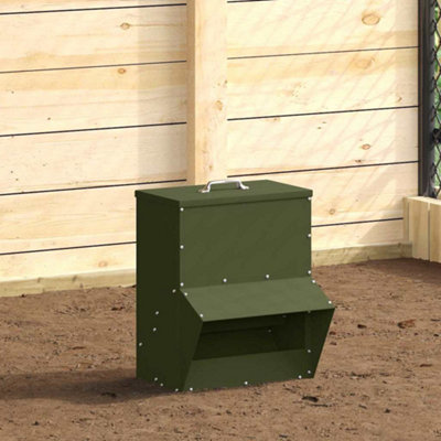 Walplus Olive Green Chicken Feeder With Canopy4Kg CapacityIncludes Lid Handle from B&Q