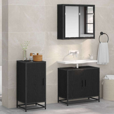 Walplus Sideboard Black Oak 35 X 35.5 X 76 Cm Engineered Wood