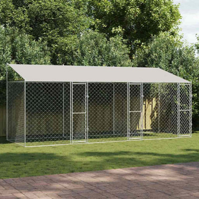 Walplus Silver Dog Cage Outdoor Enclosure 600X200X256Cm Galvanised Steel Package