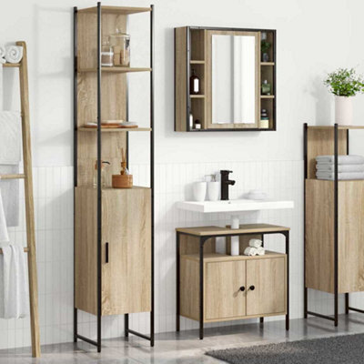 Walplus Bathroom Cabinet Set Other 3 Pcs Sonoma Oak 33 X 33 X 185.5 Cm from B&Q