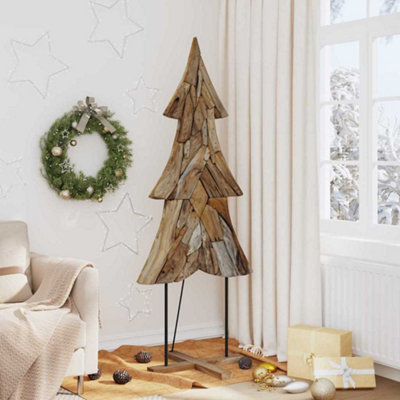 vidaXL Solid Teak Wood Christmas Tree - Brown - 180 cm - Image 3