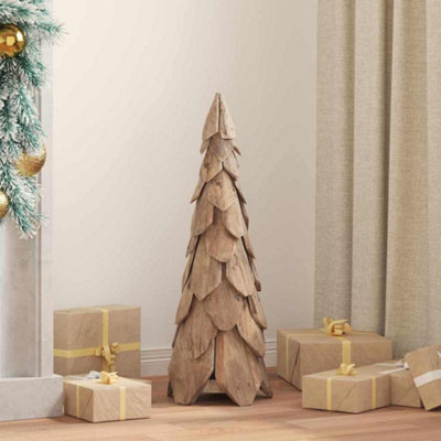 VIDAXL Solid Teak Wood Christmas Tree - Brown - 80 cm - Image 3