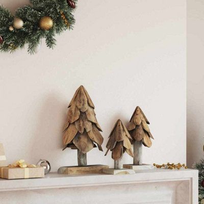 B&Q -  Christmas Tree With Stand 3 Pcs Brown Solid Teak Wood