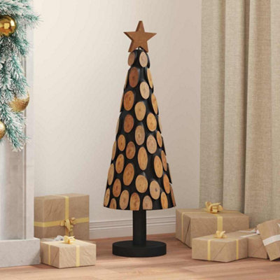 vidaXL Solid Teak Wood Christmas Tree - Brown - 90x30cm - Image 3