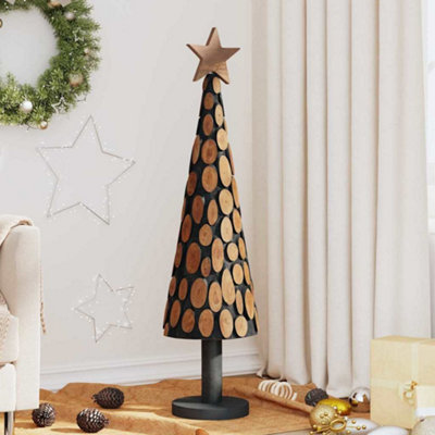 vidaXL Solid Teak Wood Christmas Tree - Brown - 120cm - Image 3