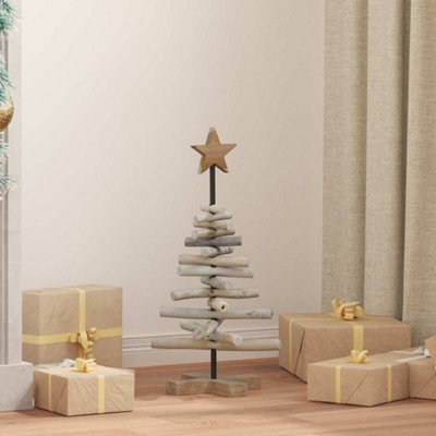 B&Q -  Christmas Tree With Stand Brown 60 Cm Solid Teak Wood