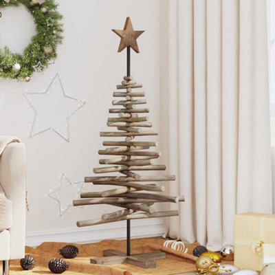 VIDAXL Christmas Tree - Solid Teak Wood - Brown - 120 cm - Image 3