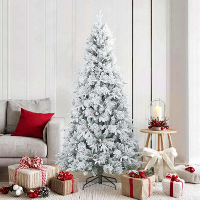 B&Q -  Artificial Hinged Christmas Tree Snow Flocked White 180 Cm