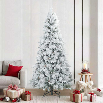 B&Q -  Artificial Hinged Christmas Tree Snow Flocked White 240 Cm