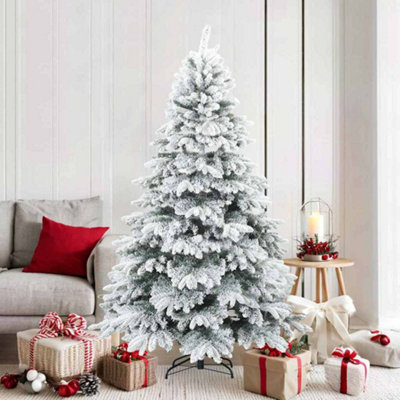 Vidaxl Artificial Hinged Christmas Tree Snow Flocked White 180 Cm from B&Q