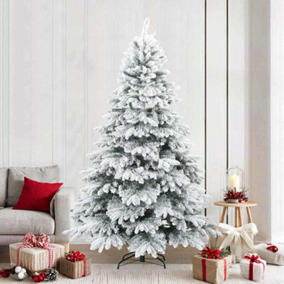 Vidaxl White Artificial Hinged Christmas Tree Snow Flocked 240 Cm