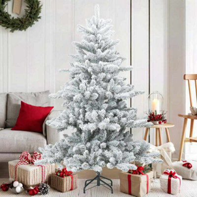 Vidaxl Artificial Hinged Christmas Tree Snow Flocked White 150 Cm - Image 3