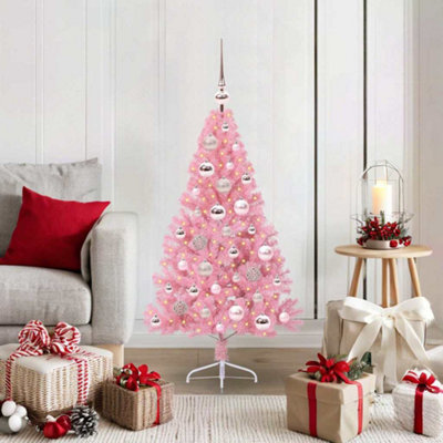 Vidaxl (Pink, 120 Cm) Artificial Half Christmas Tree With Leds&Ball Multi Colours Multi Sizes - Image 3