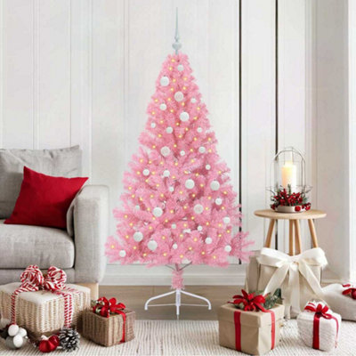 Vidaxl Artificial Pre-Lit Christmas Tree With 150 Leds Pink 150 Cm Pvc - Image 4